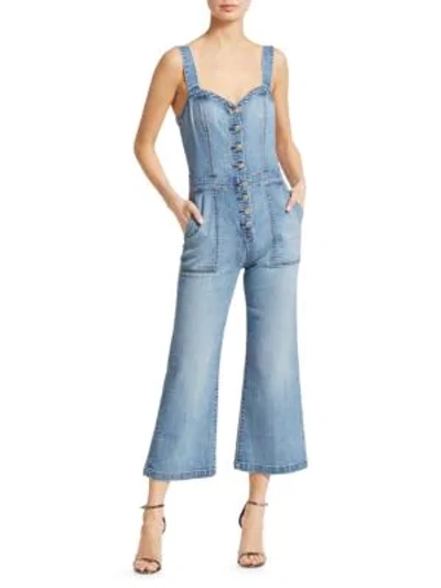 7 For All Mankind Corset Tank Denim Playsuit In Blue