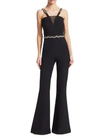 Safiyaa Embellished Flare Jumpsuit In Black