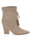 AQUAZZURA WOMEN'S SARTORIAL TASSEL-TRIMMED SUEDE ANKLE BOOTS,0400011507754