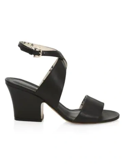 Ferragamo Sheena Chunky-heel Leather Sandals In Black