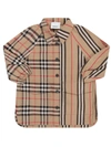 BURBERRY BIEGE BABYGIRL DRESS WITH ICONIC CHECK AND STRIPE,10959815