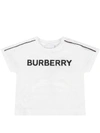 BURBERRY WHITE BABYKIDS T-SHIRT WITH BLACK LOGO,10958989