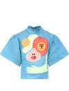 RASPBERRY PLUM LIGHT BLUEHANNAH BLOUSE FOR GIRL WITH COLORFUL PATCHES,10958607