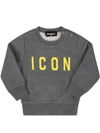 DSQUARED2 GREY BABYBOY SWEATSHIRT WITH YELLOW ICCON WRITING,11007759