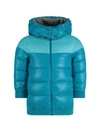MONCLER TURQUOISE GIRL JACKET WITH ICONIC PATCH,11019005