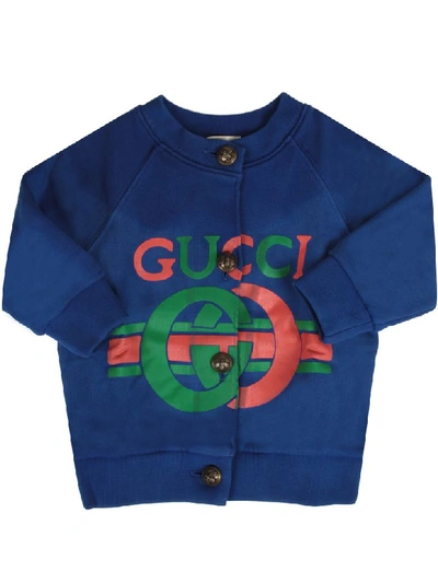 Gucci Royal Blue Sweatshirt With Logo For Baby Girl