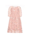 Stella Mccartney Pink Tulle Dress With Printed Stars In Silver Stars Foil