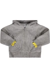 STELLA MCCARTNEY GREY CARDIGAN FOR BABY GIRL WITH YELLOW SPIKES,11115637