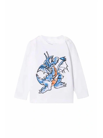 Stella Mccartney Babies' Dragon Printed Cotton Sweatshirt In Bianca