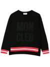 MONCLER BLACK EMBROIDERED LOGO COTTON SWEATSHIRT,10918070