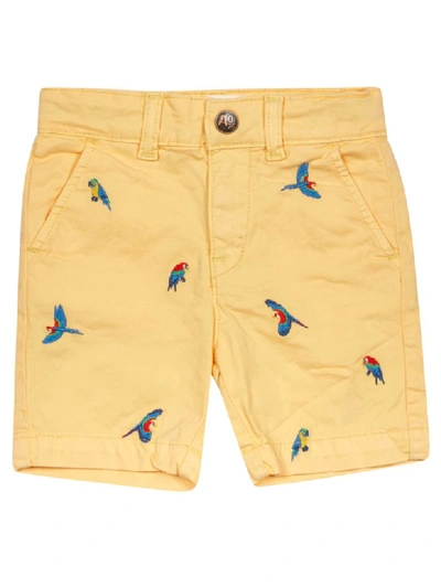 Ao76 Kids' Embroidered Bird Shorts In Orange