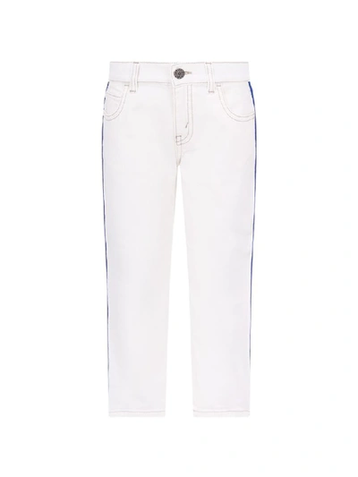 Gucci Kids' White Jeans For Boy With Red And Blue Web Detail In Ivory