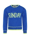 ALBERTA FERRETTI ROYAL BLUE SWEATER FOR GIRL WITH FUCSHIA WRITING,10957972