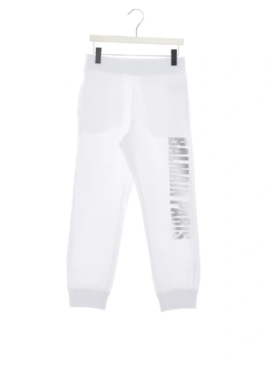 Balmain White Sweatpants For Kids With Logo