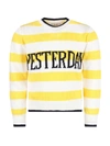 ALBERTA FERRETTI YELLOW AND WHITE SWEATER WITH BLUE YESTERDAY WRITING FOR GIRL,10958930