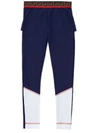 Fendi Blue And White Fabric Leggings In Blu