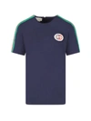 GUCCI BLUE T-SHIRT FOR GIRL WITH RED AND GREEN WEB DETAIL,11007795