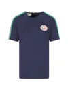 Gucci Short-sleeve Jersey T-shirt W/ Web Trim Sleeves In Blue