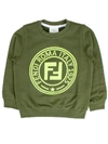 Fendi Kids' Logo Printed Cotton Sweatshirt In Green/yellow