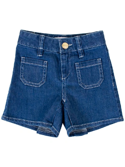 Chloé Kids' Patch Pocket Shorts In Denim Scuro