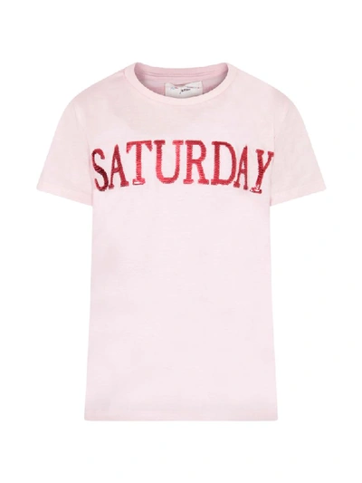 Alberta Ferretti Kids' Saturday Sequins Cotton Jersey T-shirt In Pink