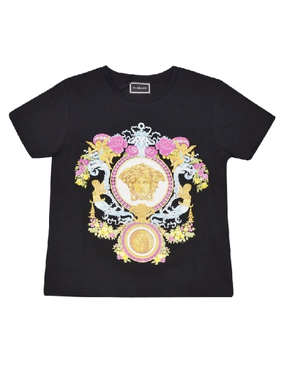 Versace Kids' Printed Cotton Jersey T-shirt In Black