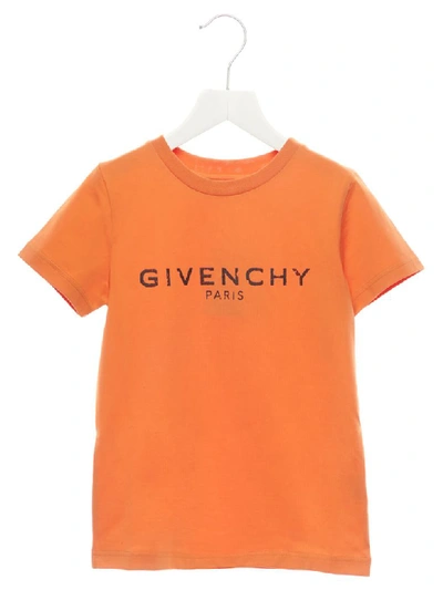 Givenchy Kids' Logo印图织棉t恤 In Orange