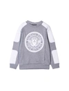 Balmain Panelled Logo-print Sweatshirt In Grigio/bianco