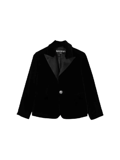 Balmain Kids' Single-breasted Jacket In Nero