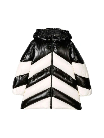 Moncler Kids' White And Black Down Jacket In Nero