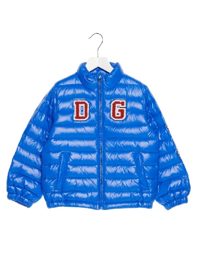 Dolce & Gabbana Dolce &amp; Gabbana Kids Logo Puffer Jacket In Blue