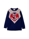 Gucci Gg Wool Inlay Pullover In Blue In Cobalto