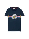 Gucci Kids' Eagle Cotton Jersey T-shirt In Blu