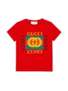 Gucci Red T-shirt With Multicolor Frontal Press In Unica
