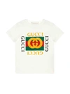 GUCCI WHITE T-SHIRT WITH MULTICOLOR FRONTAL PRESS,11152797