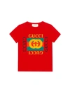 Gucci Logo Printed Cotton Jersey T-shirt In Verde/rossa