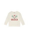 Gucci Kids' Logo Tennis Cotton Sweatshirt In Bianca