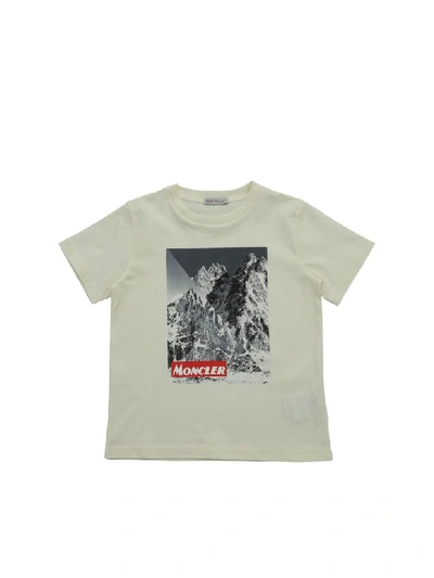 Moncler Kids' Mountain Print Cotton Jersey T-shirt In Natural