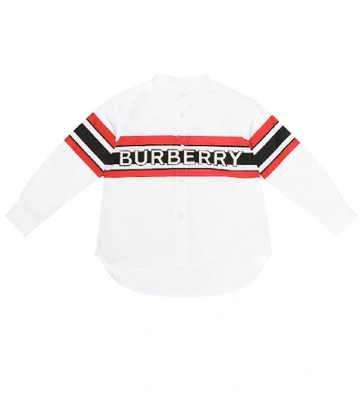 Burberry Babies' White Shirt With Multicolor Press And Logo In Bianco
