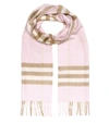 Burberry Check Motif Cashmere Scarf In Pink