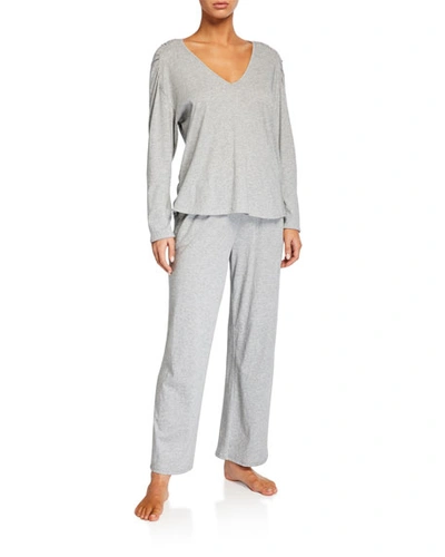 Skin Elena Heathered Pajama Top In Gray