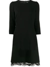 Dolce & Gabbana Lace Trim Short Dress In Black