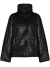 Nanushka Hide Quilted Padded Vegan Leather Jacket In Black
