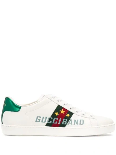 Gucci 10mm New Ace Leather Sneakers In White
