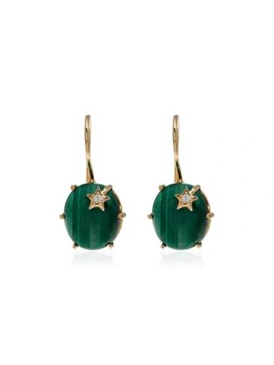 Andrea Fohrman 18ct Gold Mini Galaxy Malachite And Diamond Star Drop Earrings