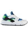Nike Mens White Scream Green Royal Air Huarache Suedette And Woven Trainers 5 In White