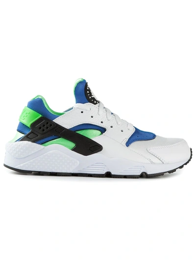 Nike Mens White Scream Green Royal Air Huarache Suedette And Woven Trainers 5 In White/scream Green/royal Blue