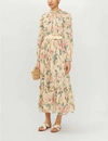 Zimmermann Kirra Belted Floral-print Cotton And Silk-blend Midi Dress In Peach+magnolia