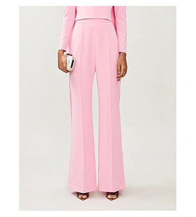 Alex Perry Leighton High-rise Wide-leg Crepe Trousers In Pink