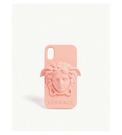 Versace Medusa Logo Silicone Iphone X Case In Shell Pink